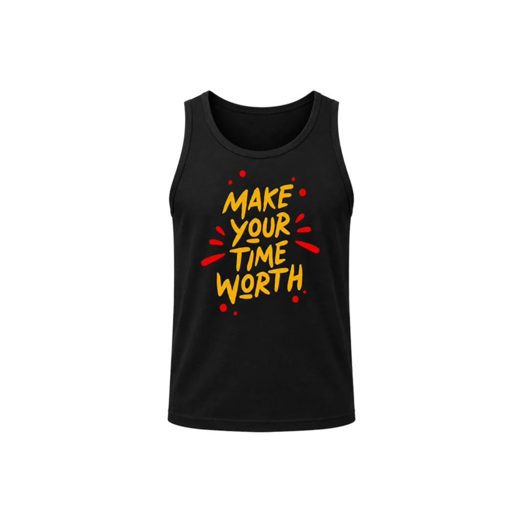 Classic Black “Make Your Time Worth” Sleeveless Top