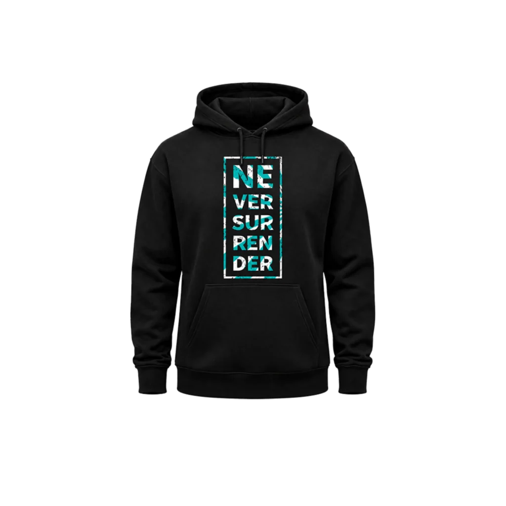 Urban Never Surrender Graphic Black Hoodie