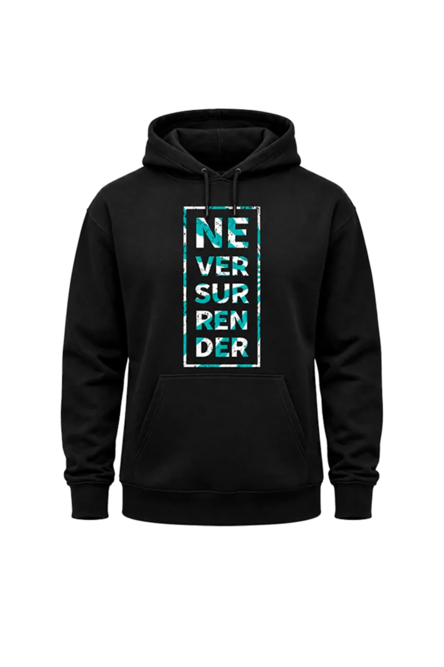 Urban Never Surrender Graphic Black Hoodie