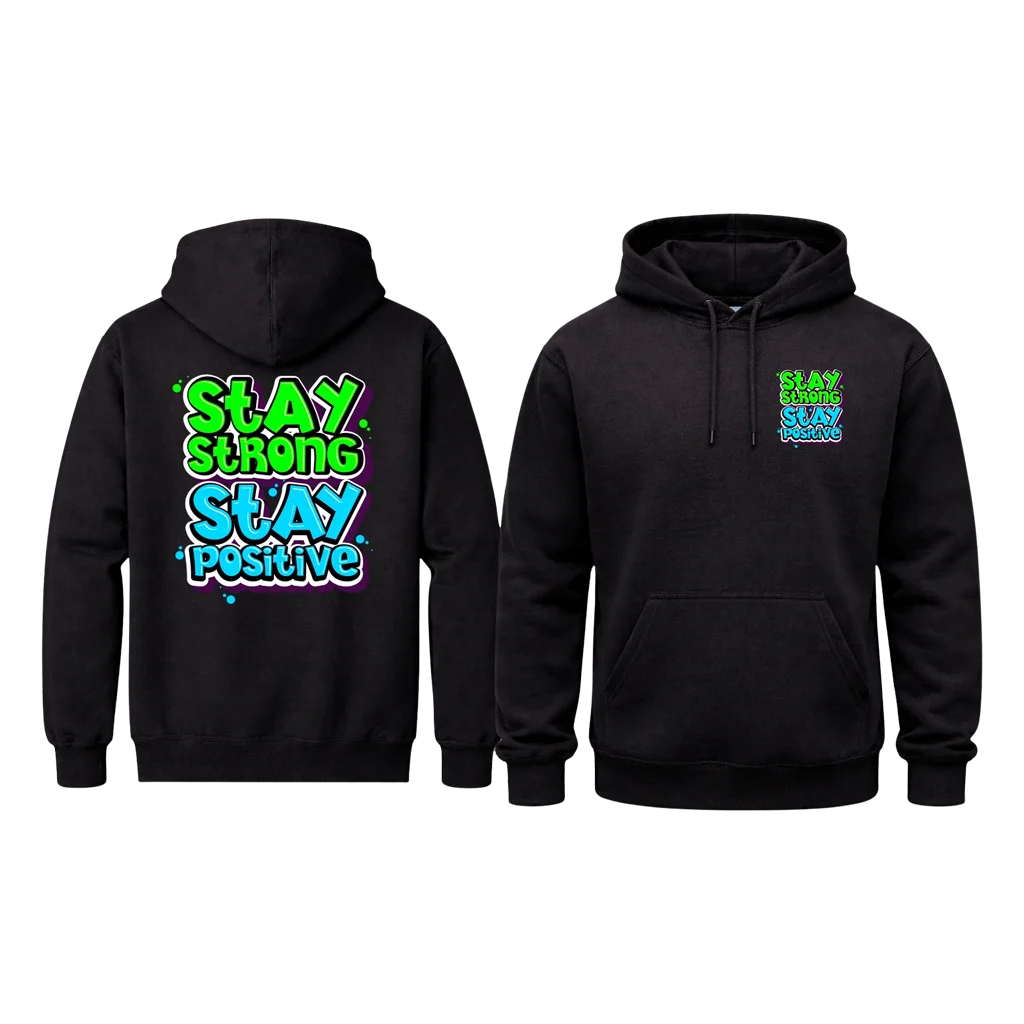 Stay Strong Stay Positive Front and Back Print Hoodie