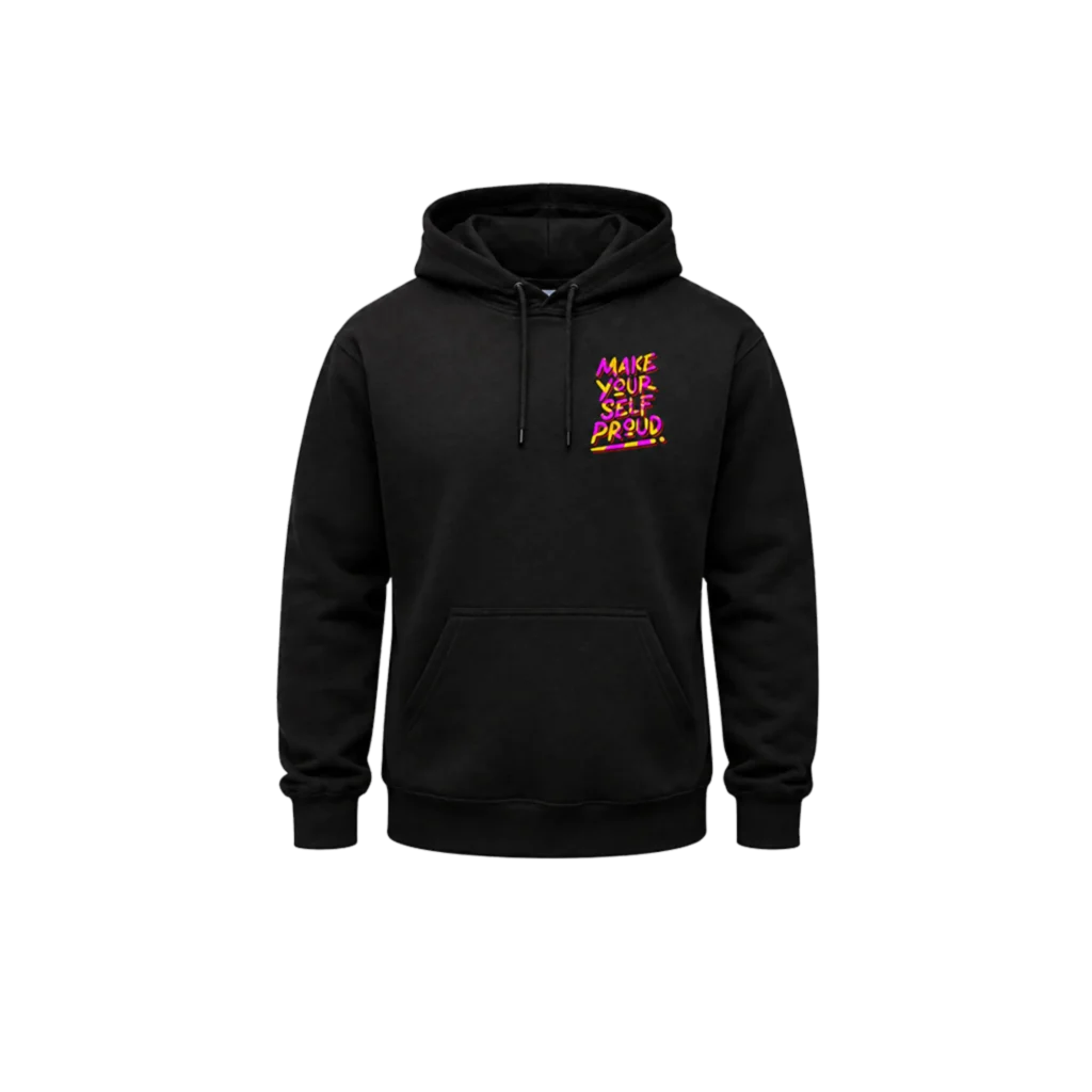 Vibrant Typography Back-Print Black Hoodie