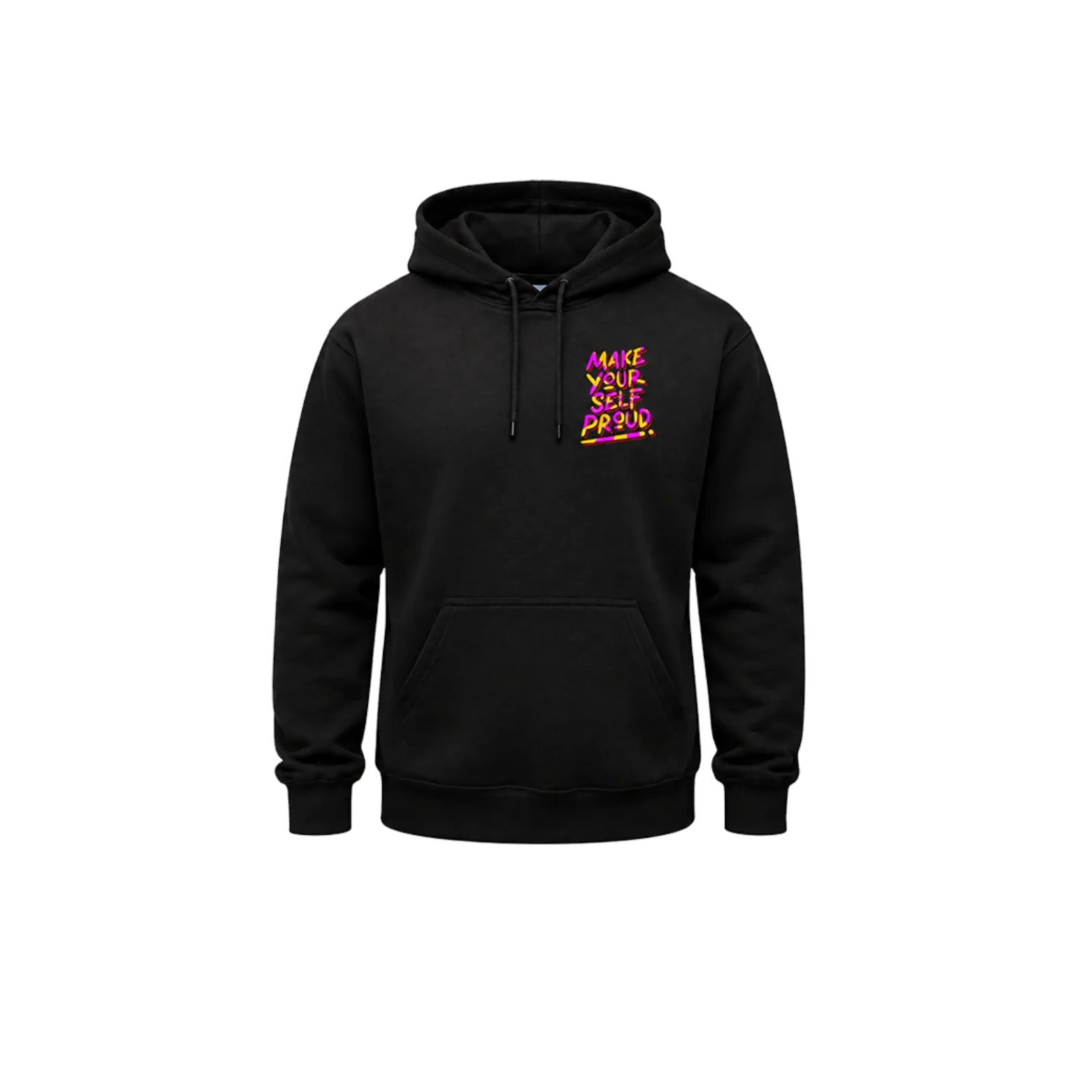 Vibrant Typography Back-Print Black Hoodie