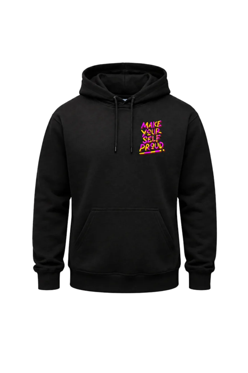 Vibrant Typography Back-Print Black Hoodie