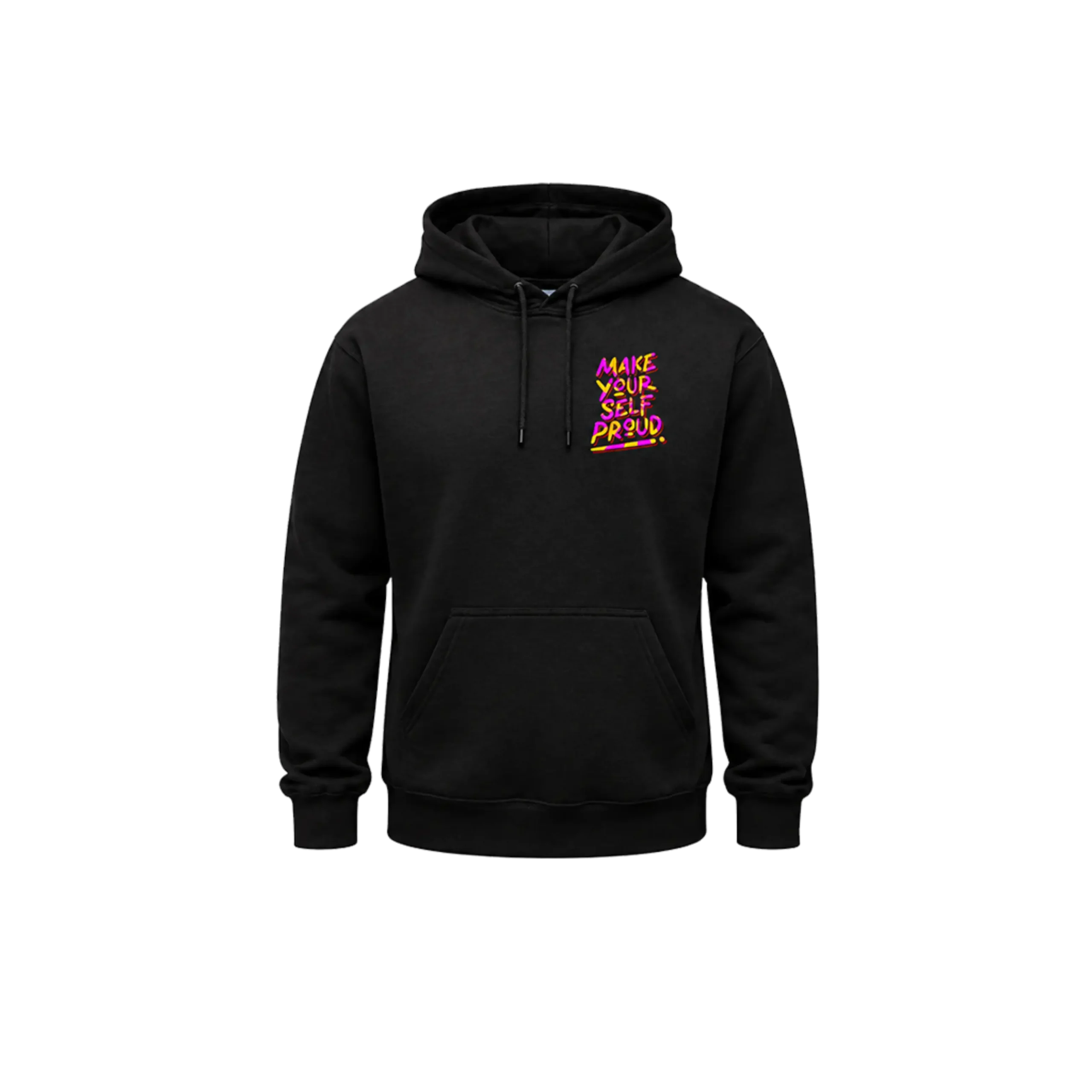 Vibrant Typography Back-Print Black Hoodie