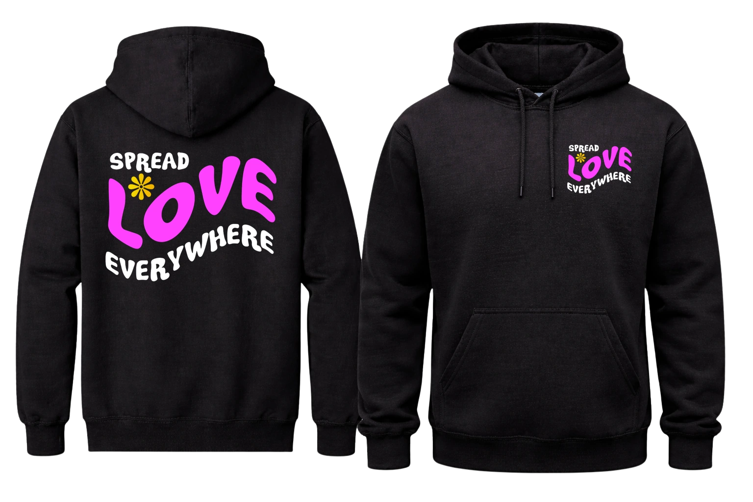 Spread Love Everywhere Front And Back Print Hoodie
