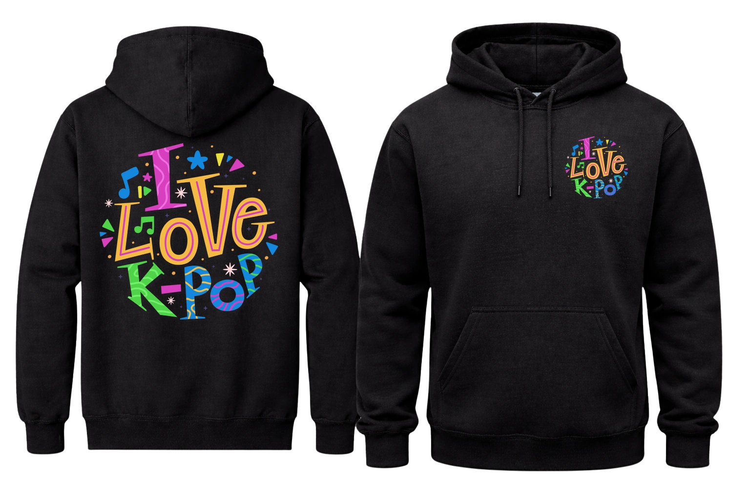 I Love K-Pop Front And Back Print Hoodie