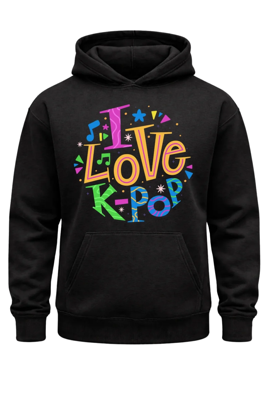 I Love K-Pop Graphic Hoodie