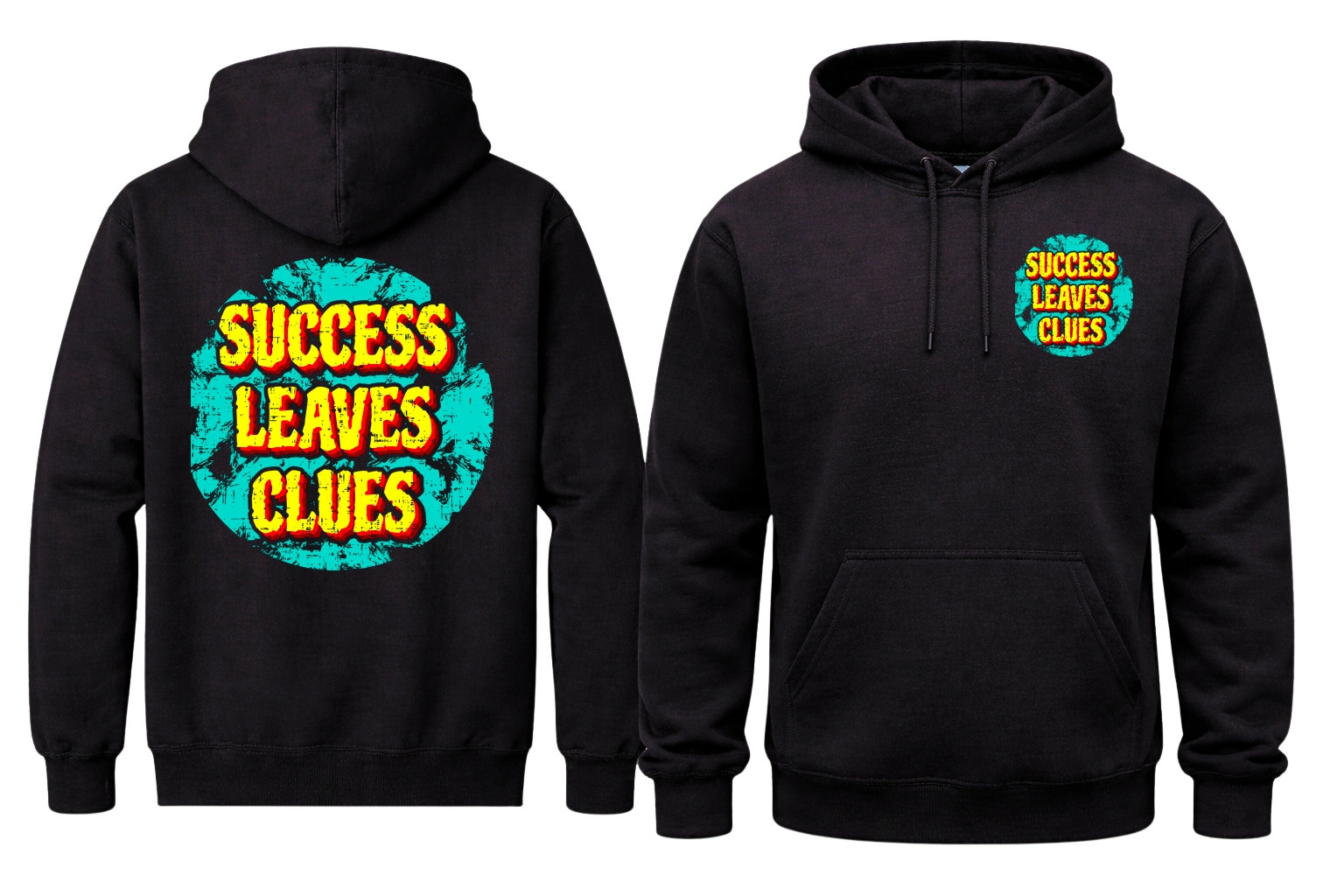 Success Leaves Clues Front And Back Print Hoodie