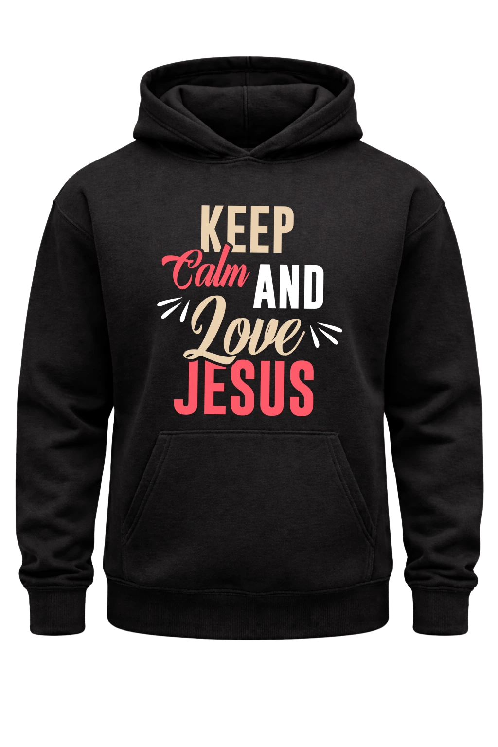 Keep Calm And Love Jesus Black Hoodie