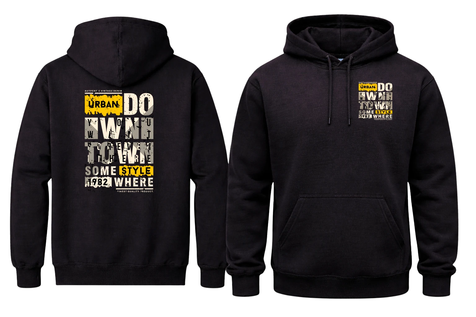 Urban Street Style Front And Back Print Hoodie