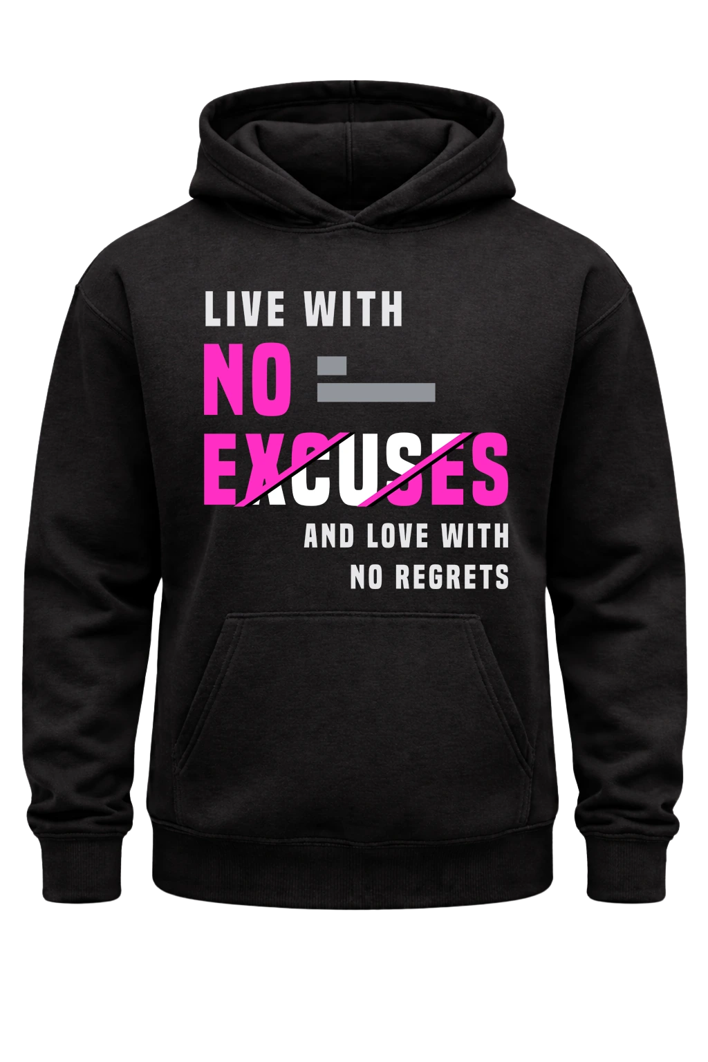 Live With No Excuses Black Print Hoodie