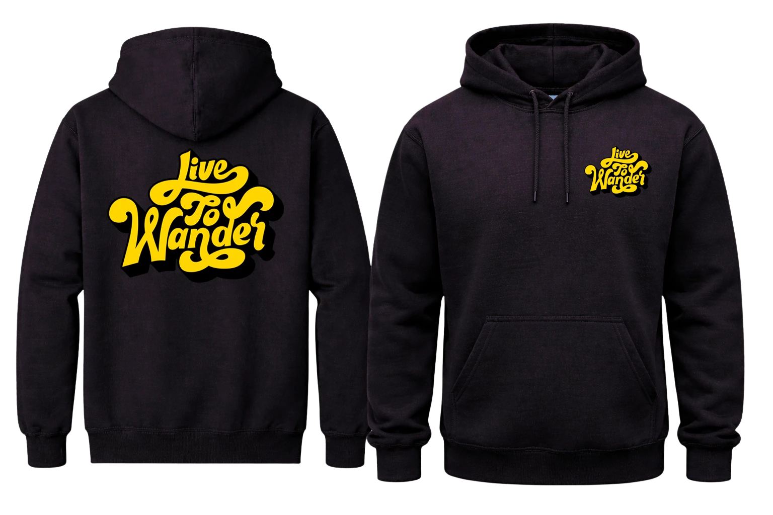 Live To Wander Front And Back Print Hoodie