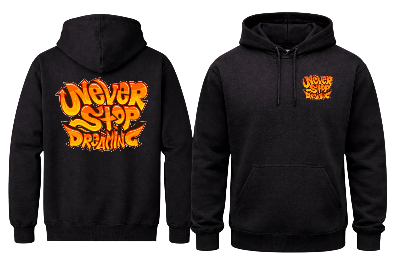 Never Stop Dreaming Front And Back Print Hoodie
