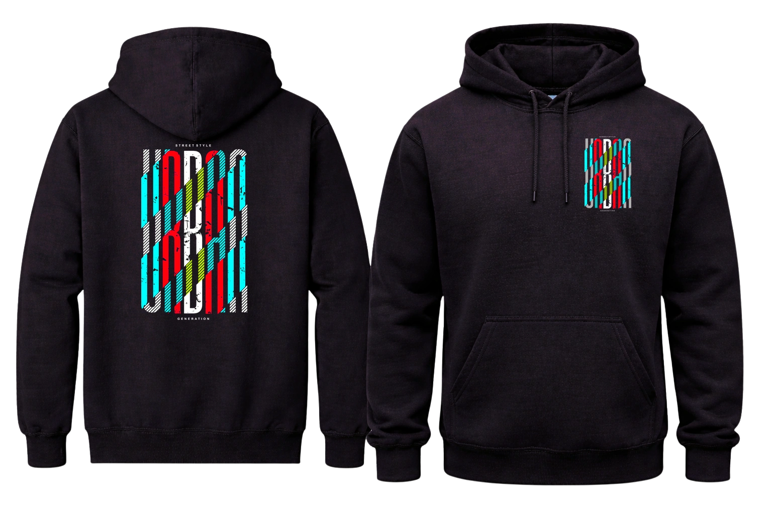 Urban Front And Back Print Hoodie