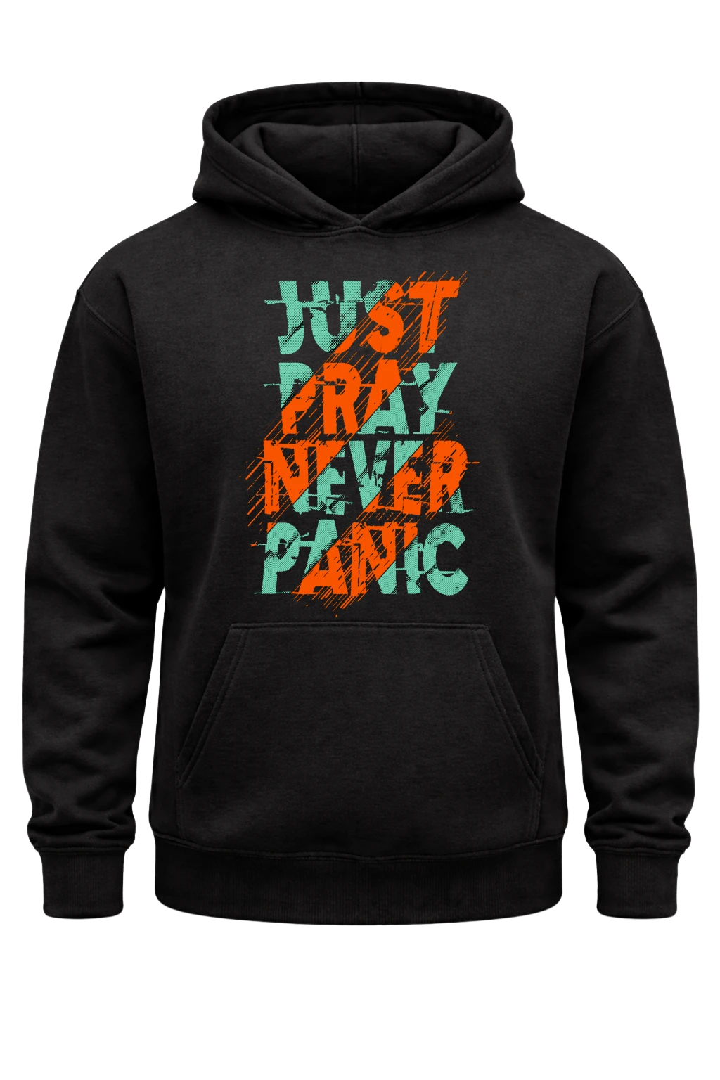 Just Pray Never Panic Black Hoodie