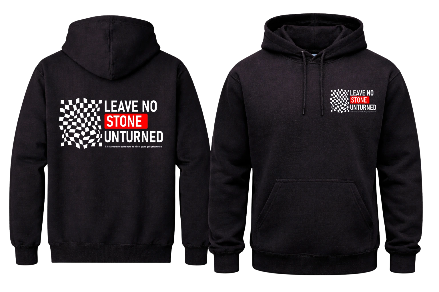 Leave No Stone Unturned Front And Back Print Hoodie