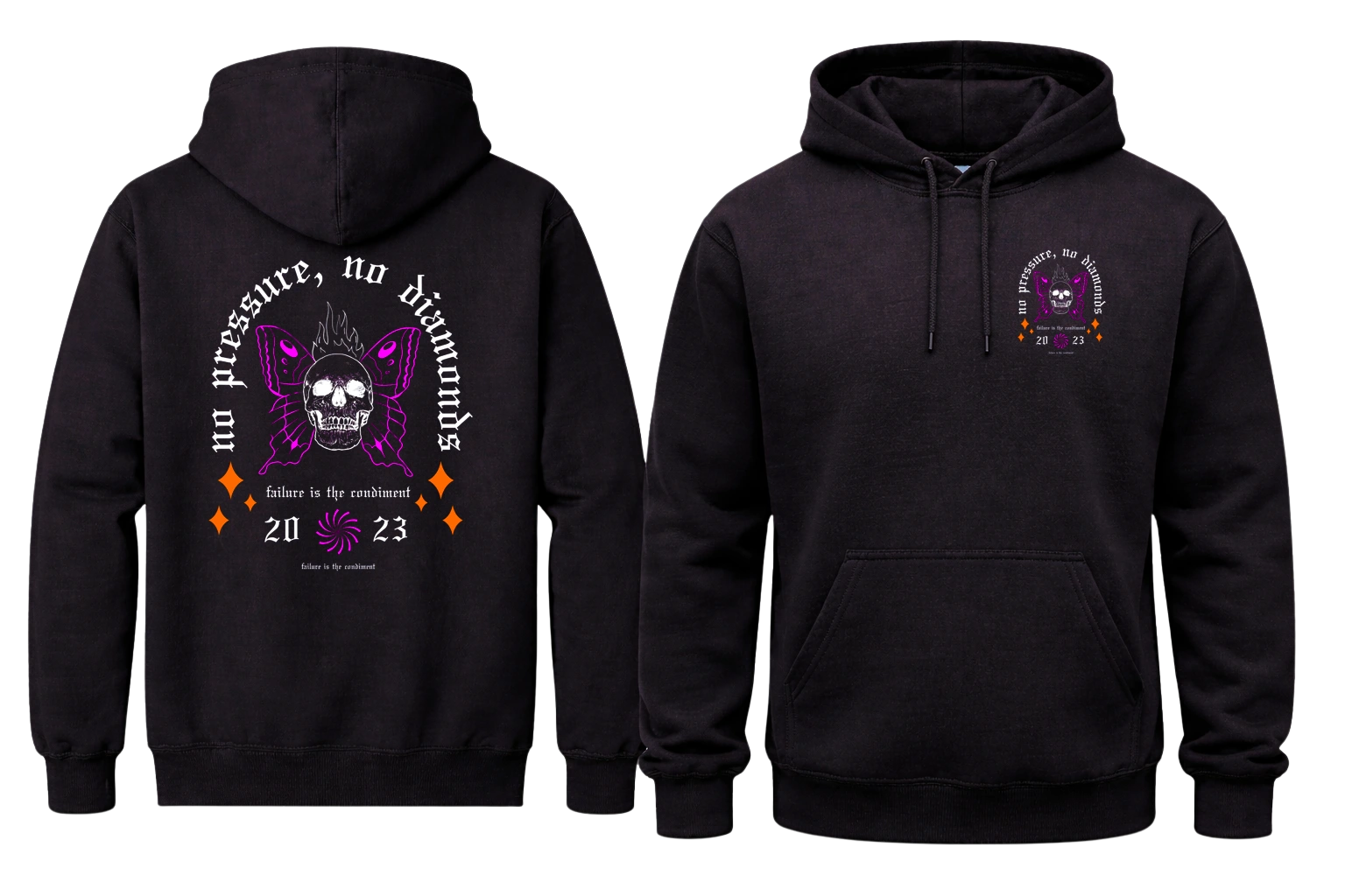 No Pressure, No Diamonds Front And Back Print Hoodie