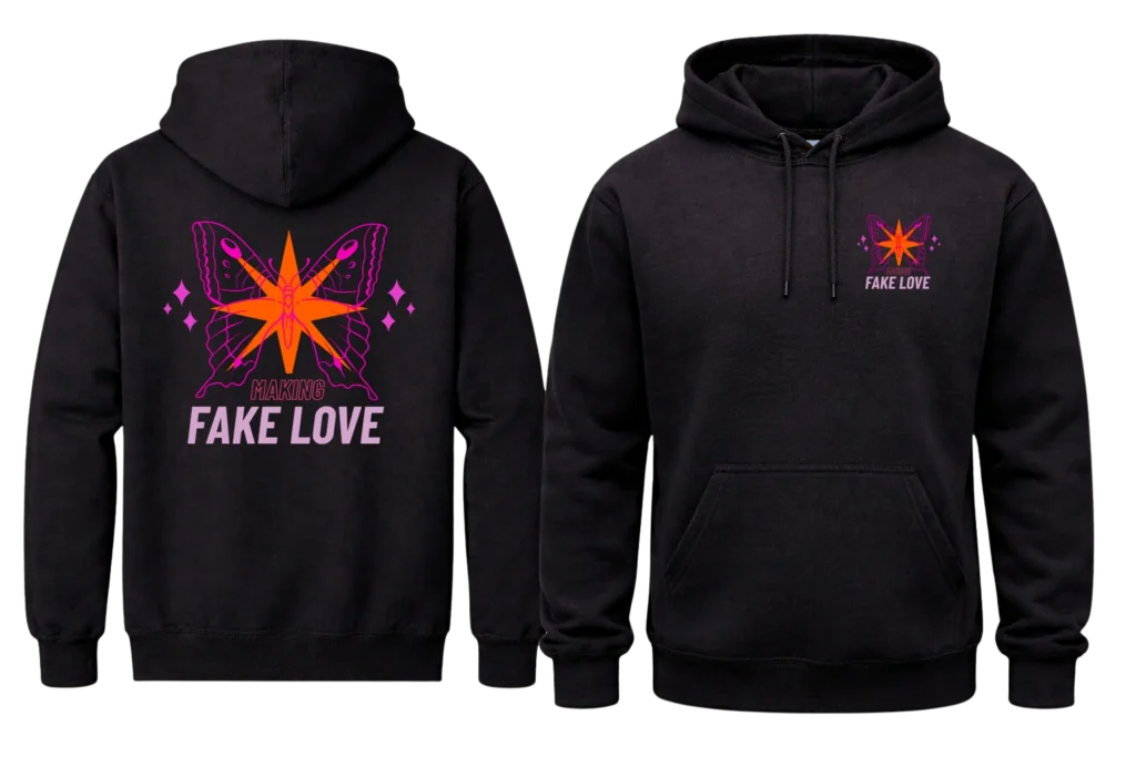 Fake Love Front And Back Print Hoodie