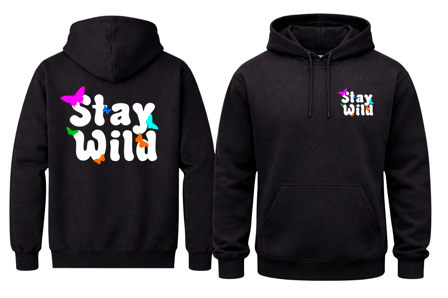 Stay Wild Front And Back Print Hoodie