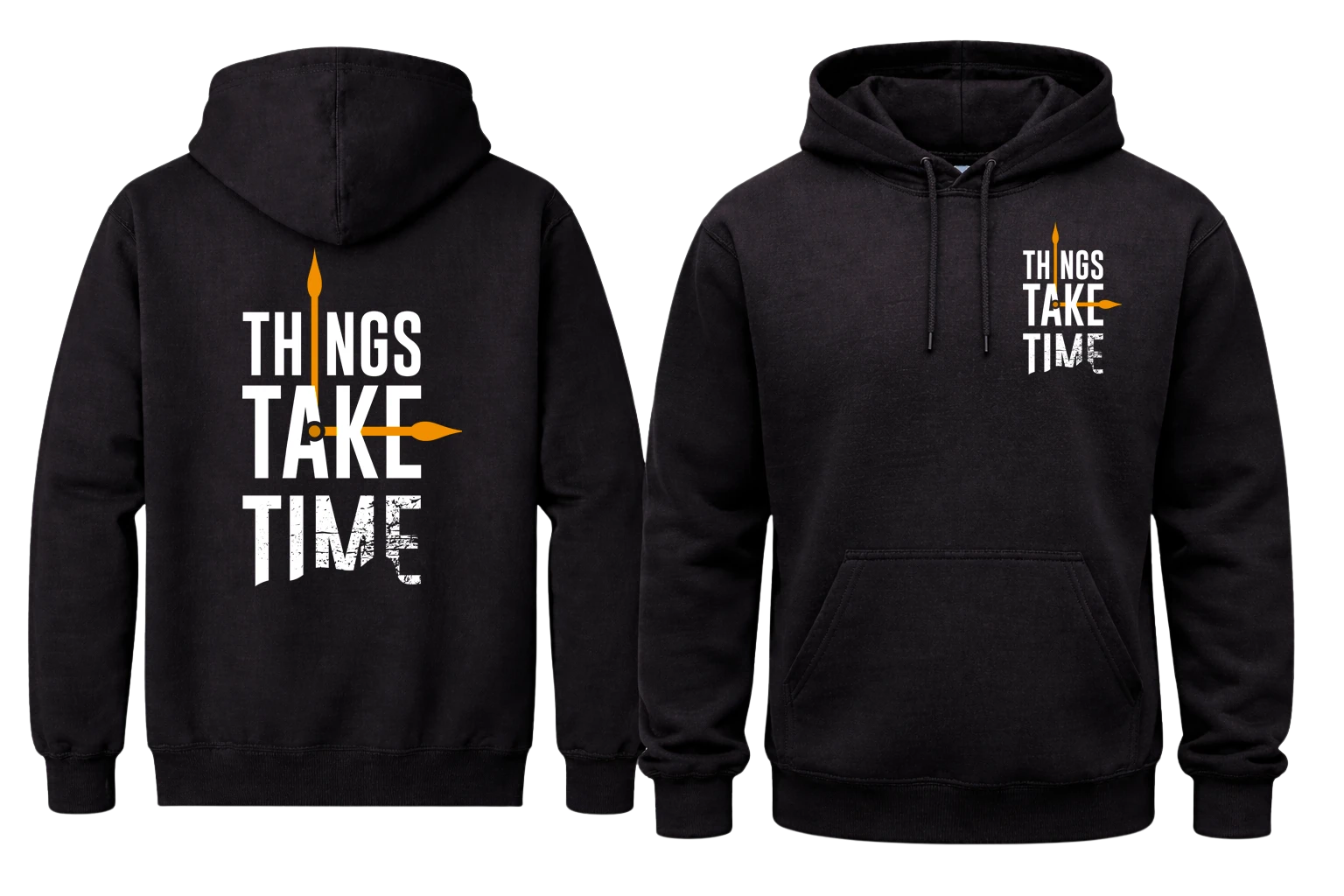 Things Take Time Front And Back Print Hoodie