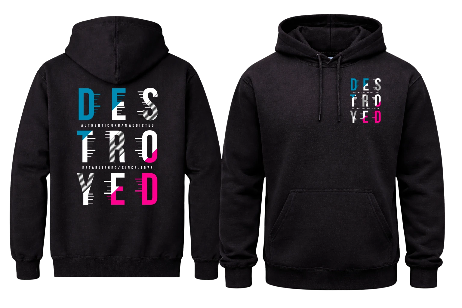 Destroyed Front And Back Print Hoodie