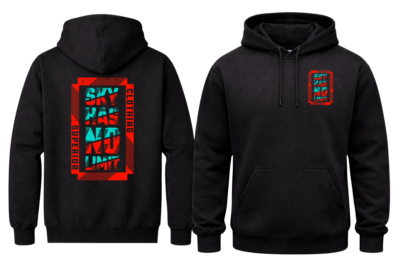 Sky Has No Limit Front And Back Print Hoodie