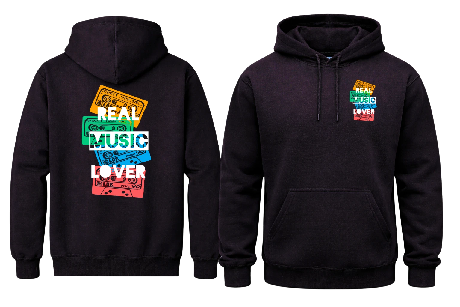 Real Music Lover Front And Back Print Hoodie