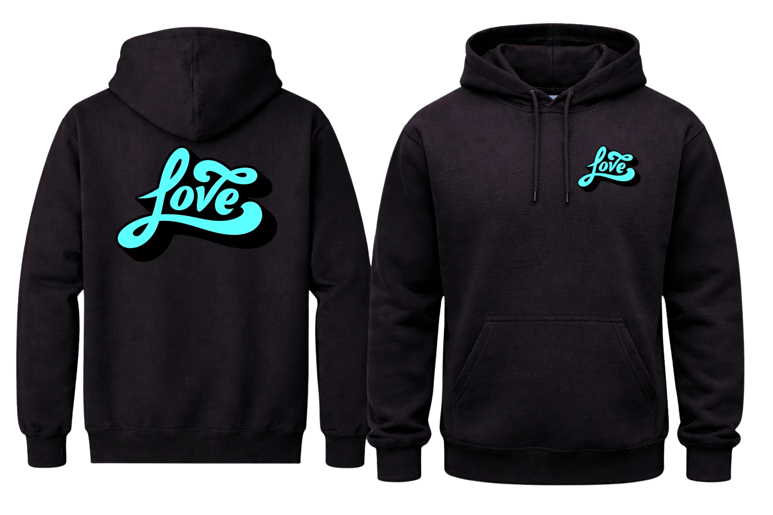 Love Front And Back Print Hoodie