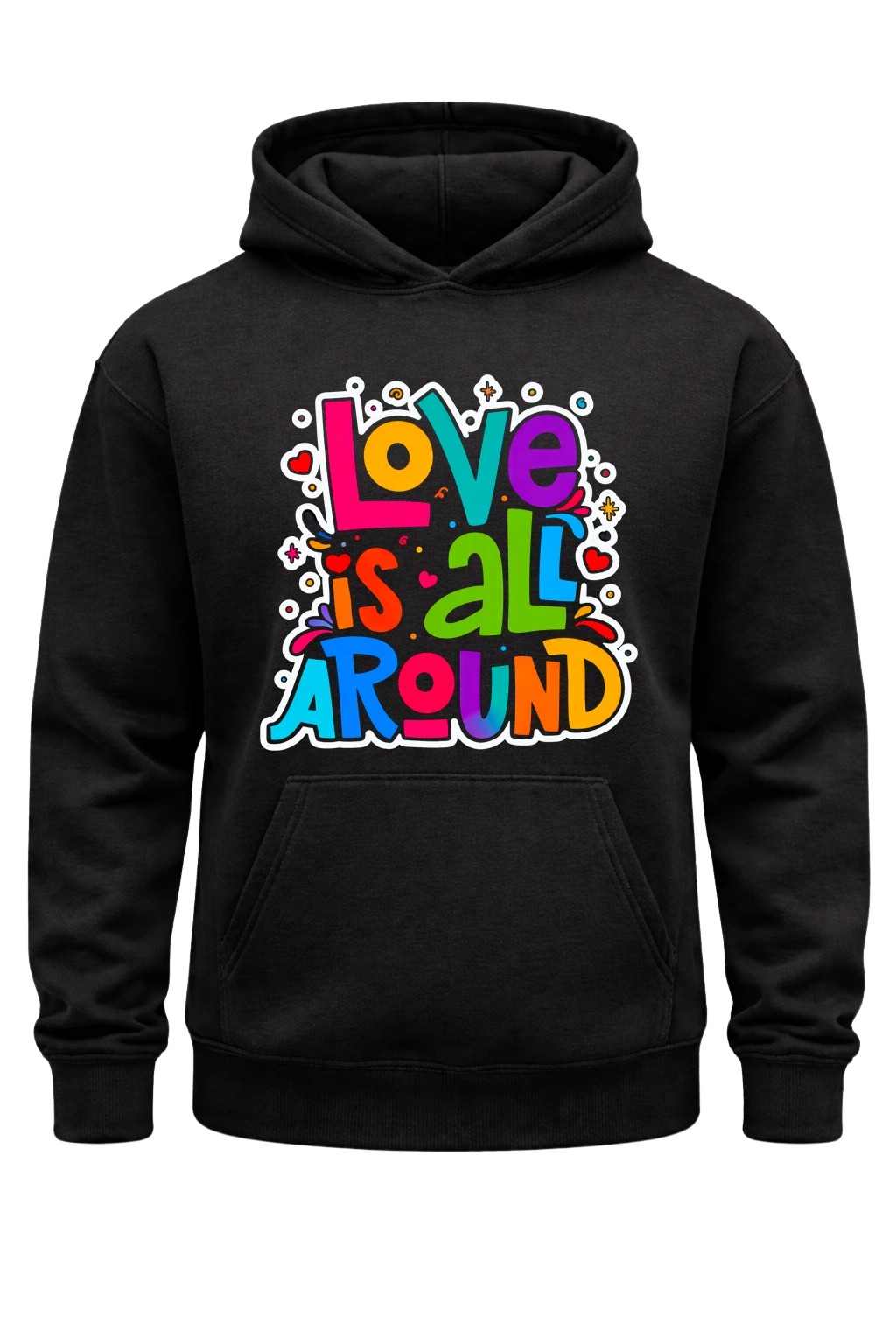 Love Is All Around Black Hoodie