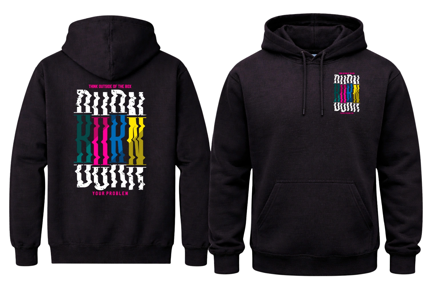 Think Outside The Box Front And Back Print Hoodie