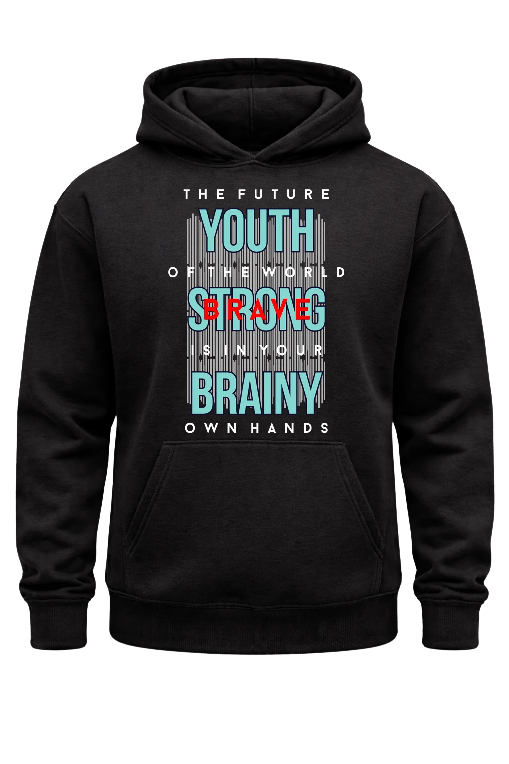 Youth Strong Brainy Black Hoodie