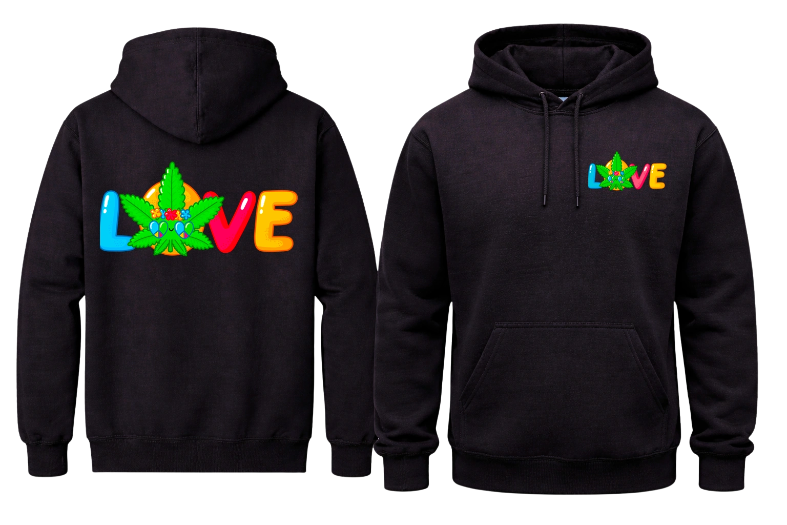Love Front And Back Print Hoodie
