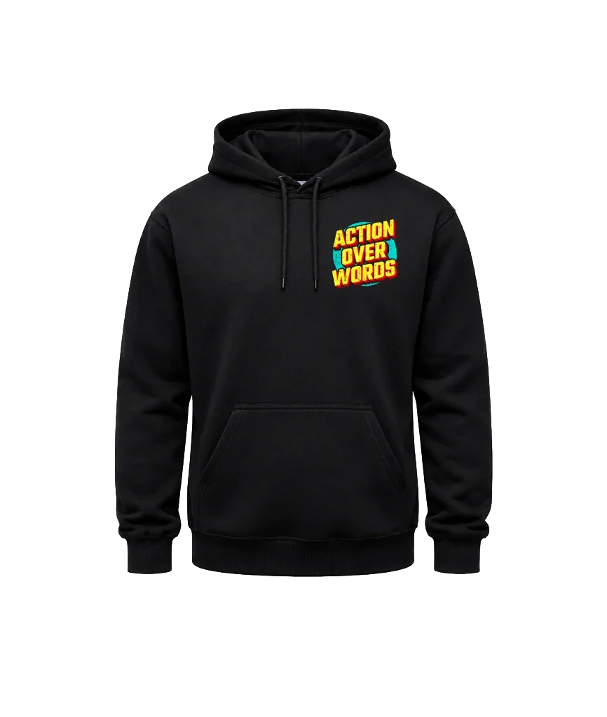 Action Over Words Front And Back Print Hoodie