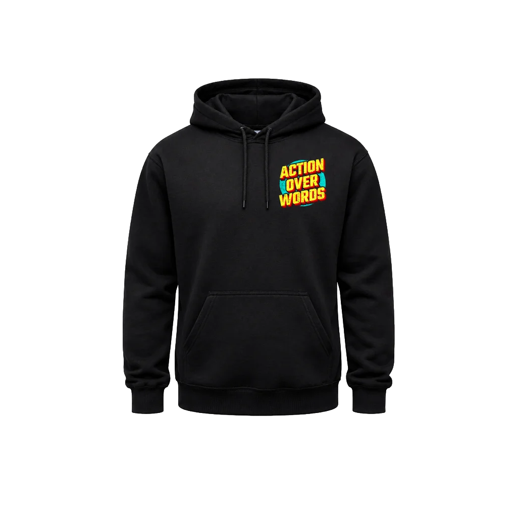 Action Over Words Front And Back Print Hoodie