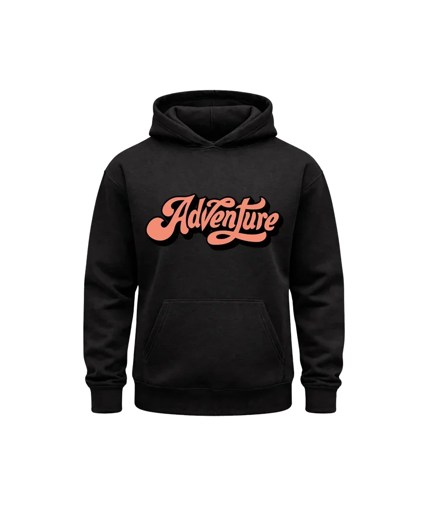 Adventure Black Print Hoodie