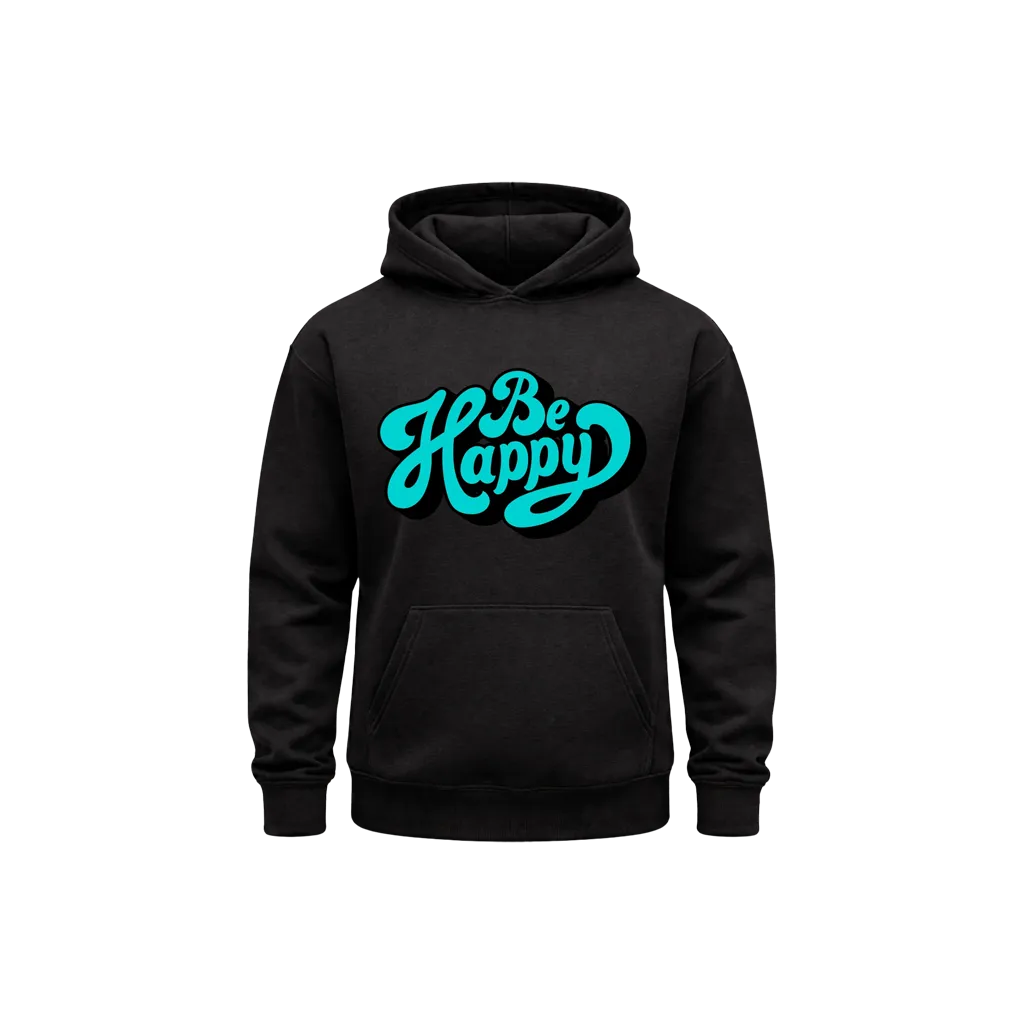 Be Happy Front Print Pullover Hoodie