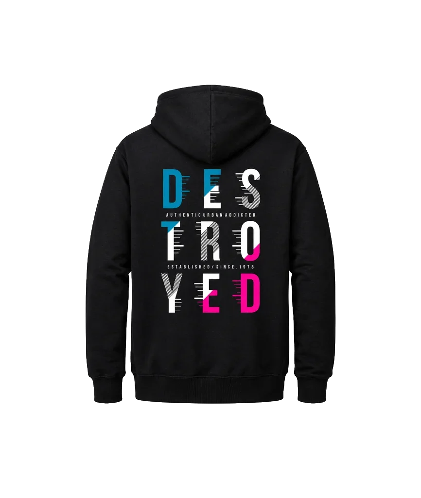 Destroyed Front And Back Print Hoodie