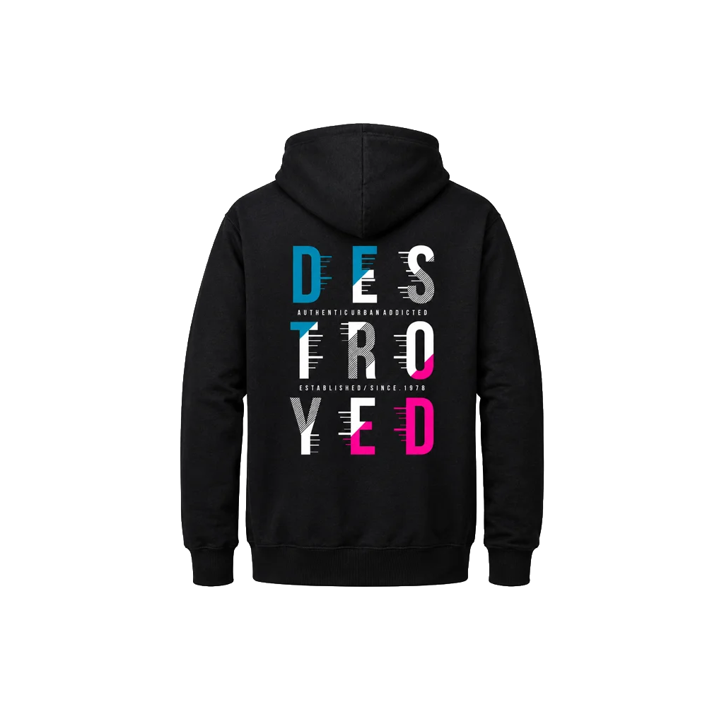Destroyed Chest Print Graphic Hoodie