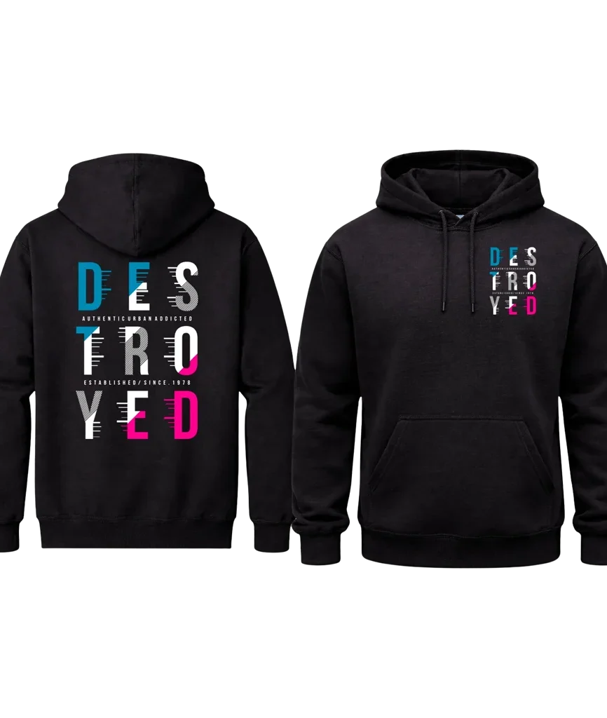 Destroyed Front And Back Print Hoodie