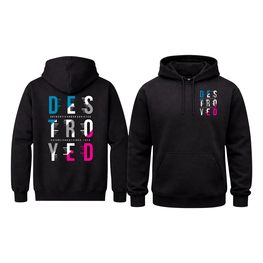 Destroyed Chest Print Graphic Hoodie