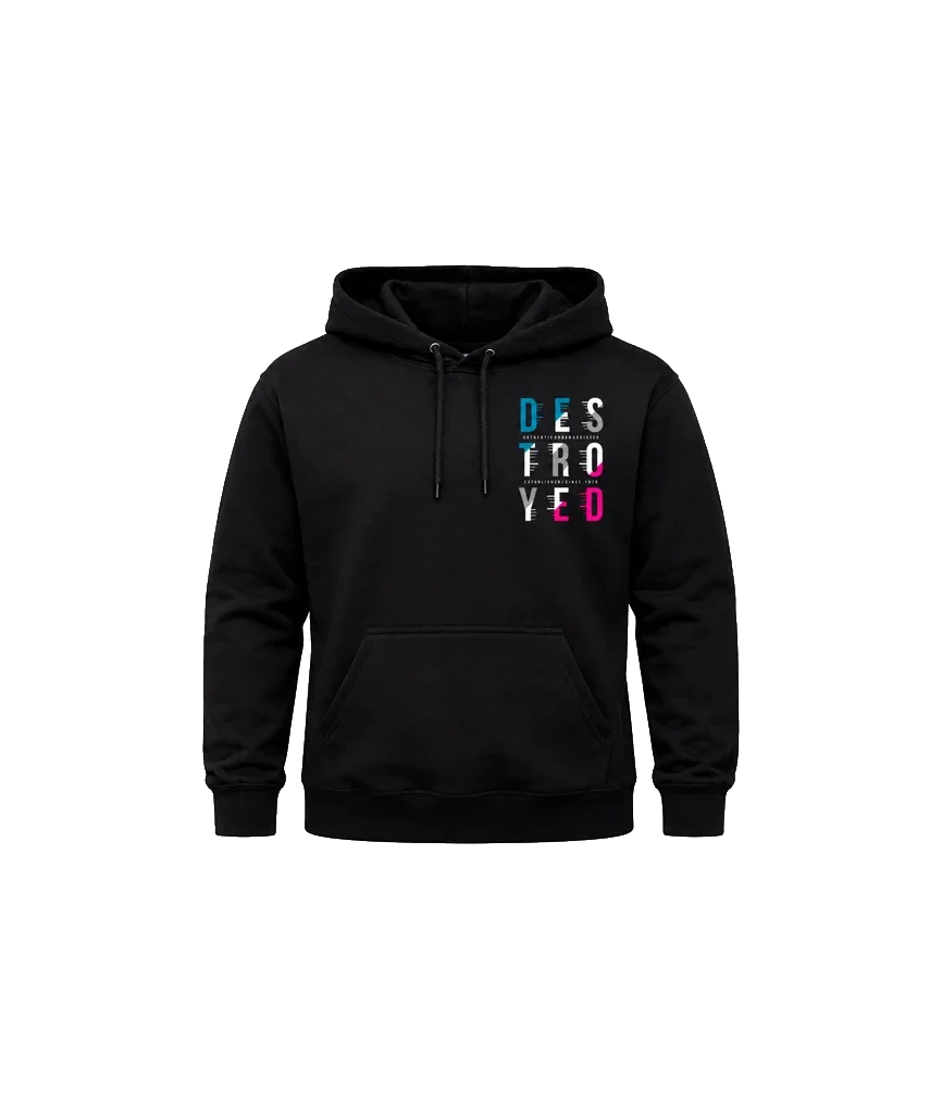 Destroyed Front And Back Print Hoodie