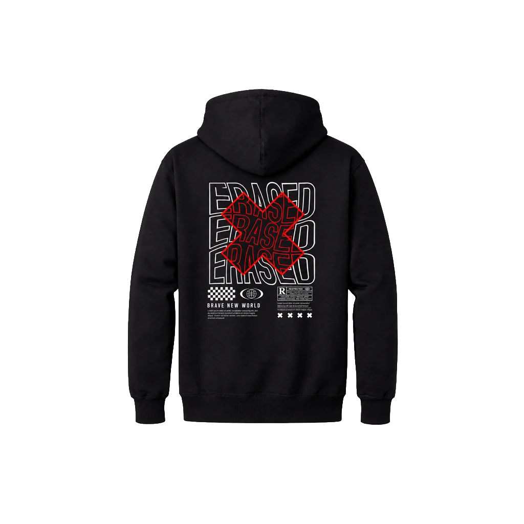 Erased Red Cross Heavy Hoodie