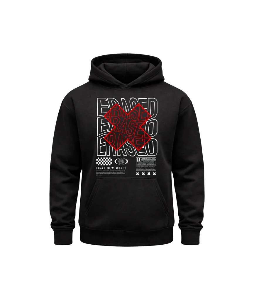 Erased Red Cross Graphic Hoodie