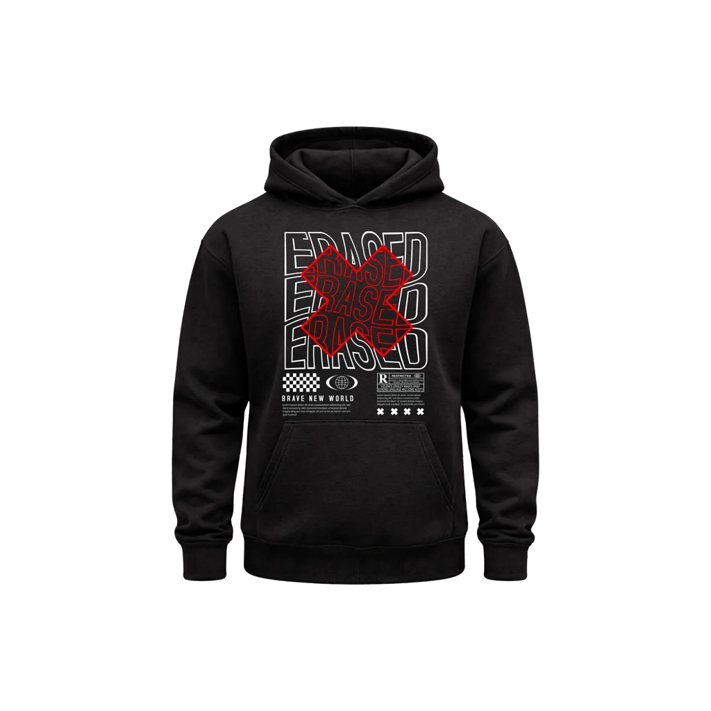 Erased Red Cross Graphic Hoodie