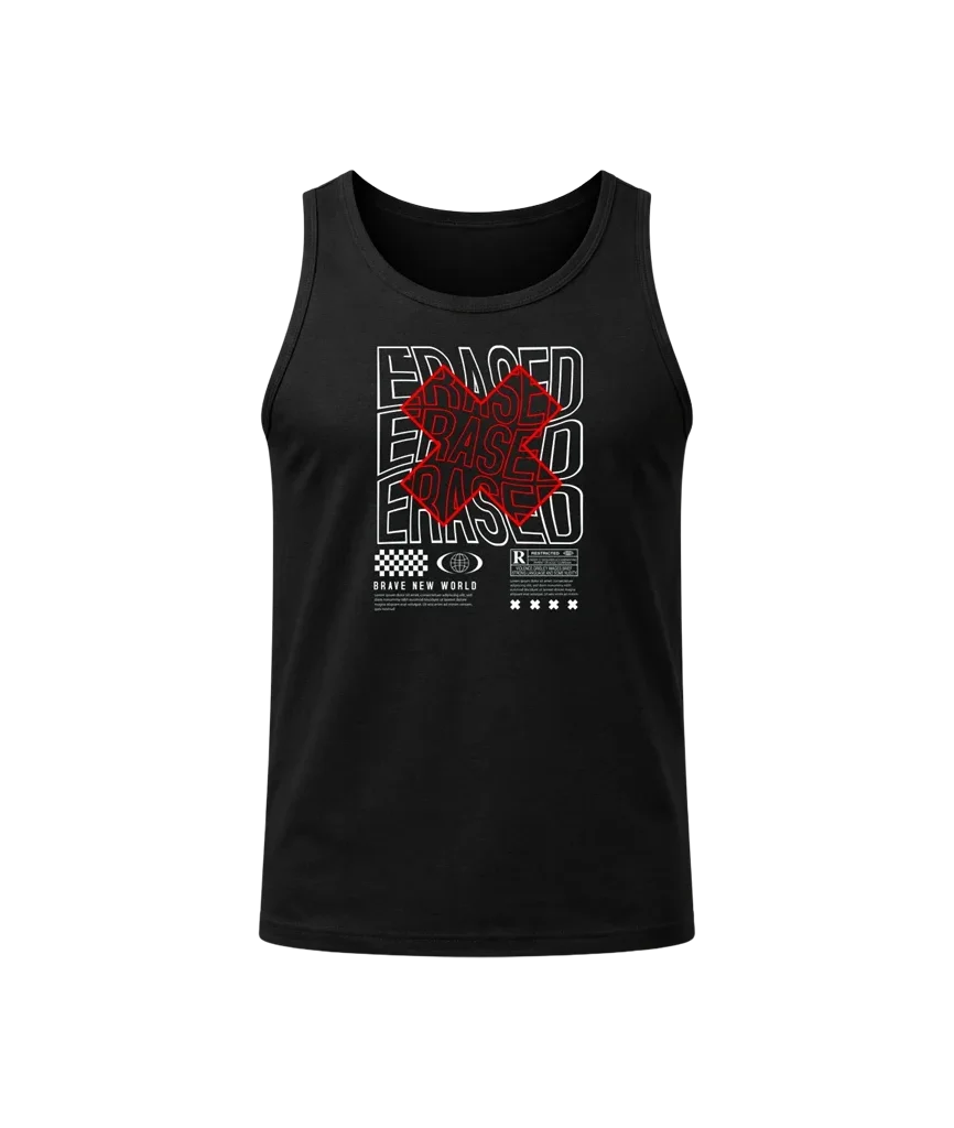 Erased Graphic Black Tank Top