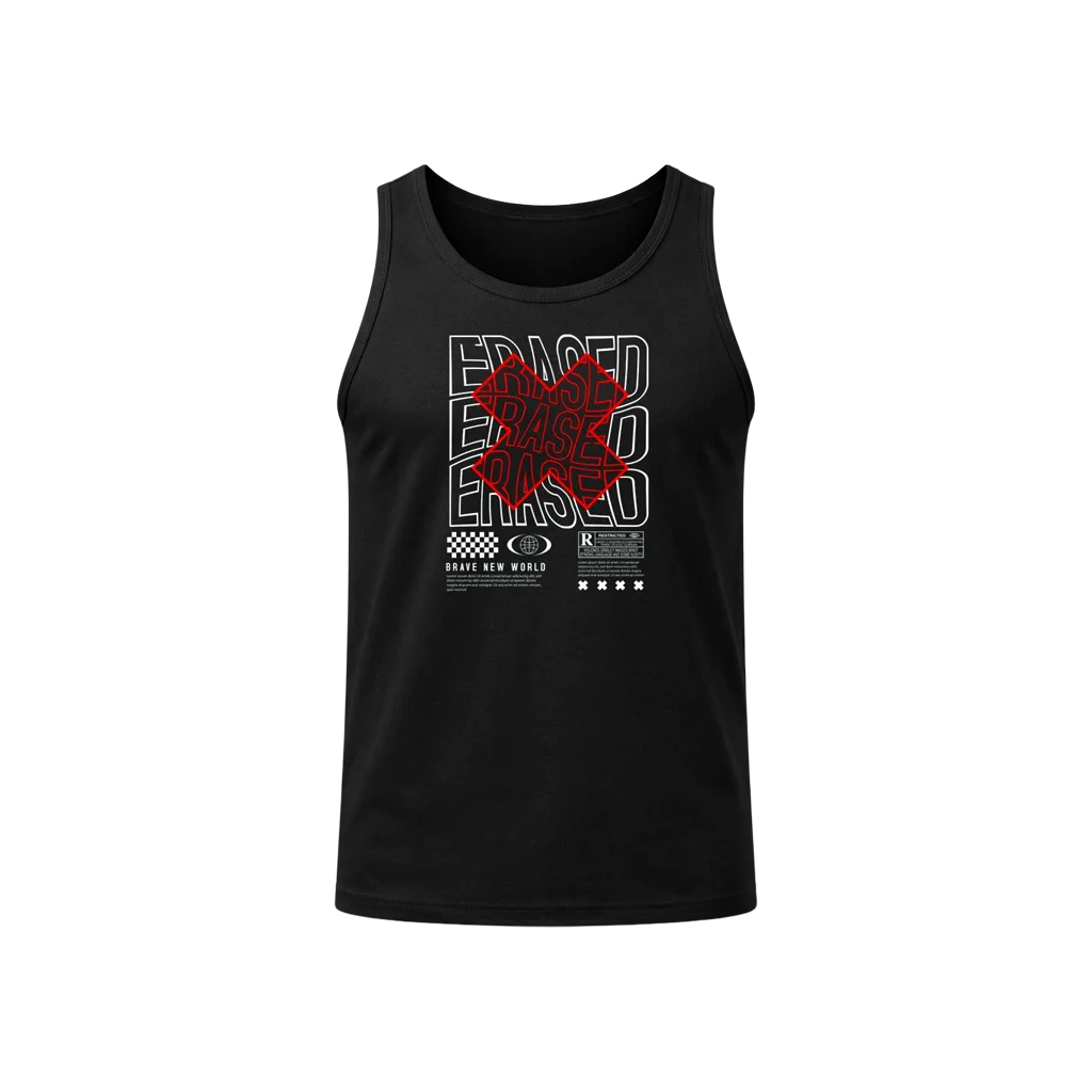 Erased Graphic Black Tank Top