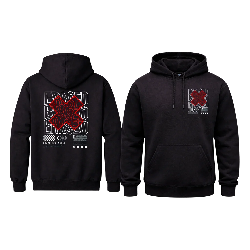 Erased Red Cross Heavy Hoodie