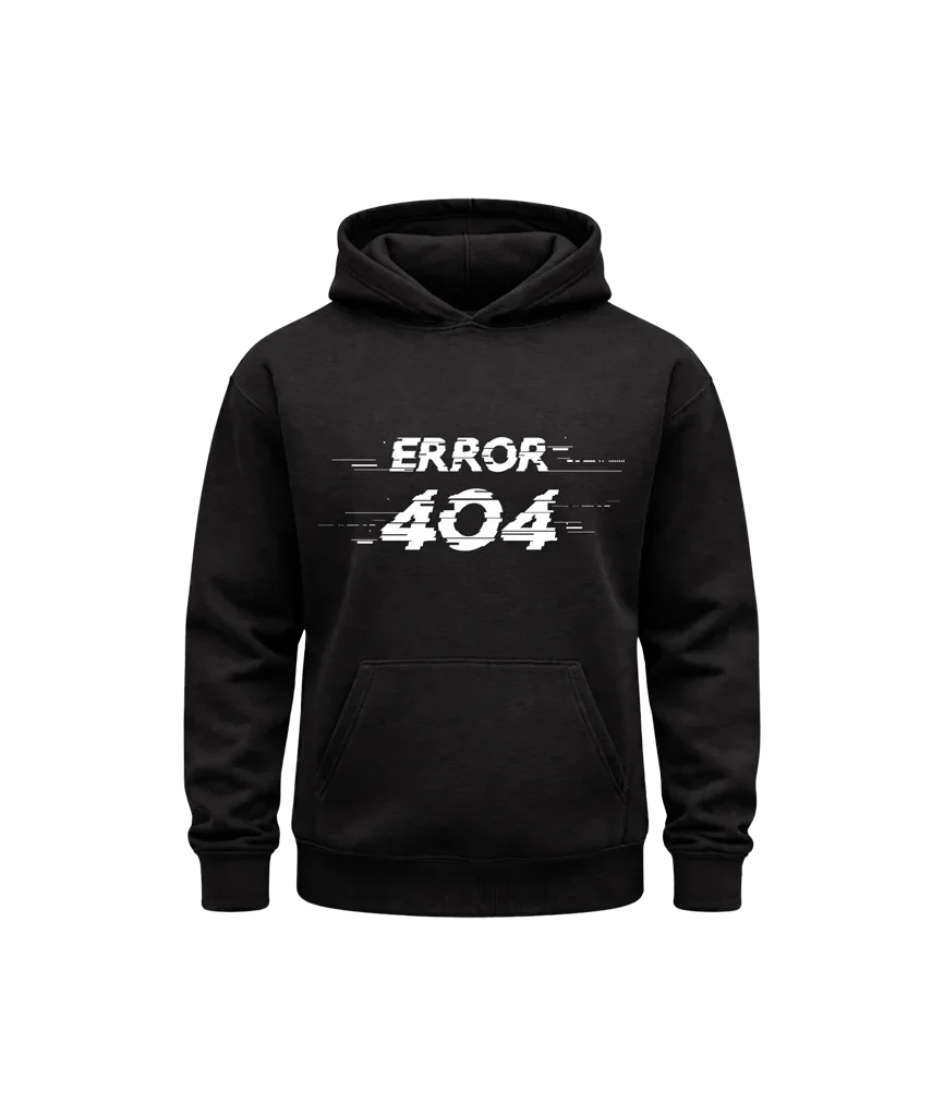 Error 404 Minimal Black Hoodie