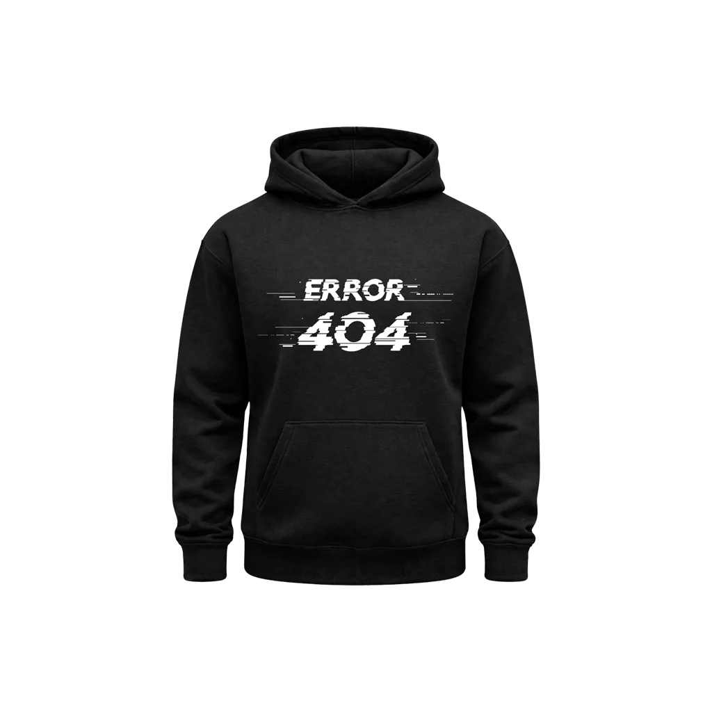 Error 404 Minimal Black Hoodie