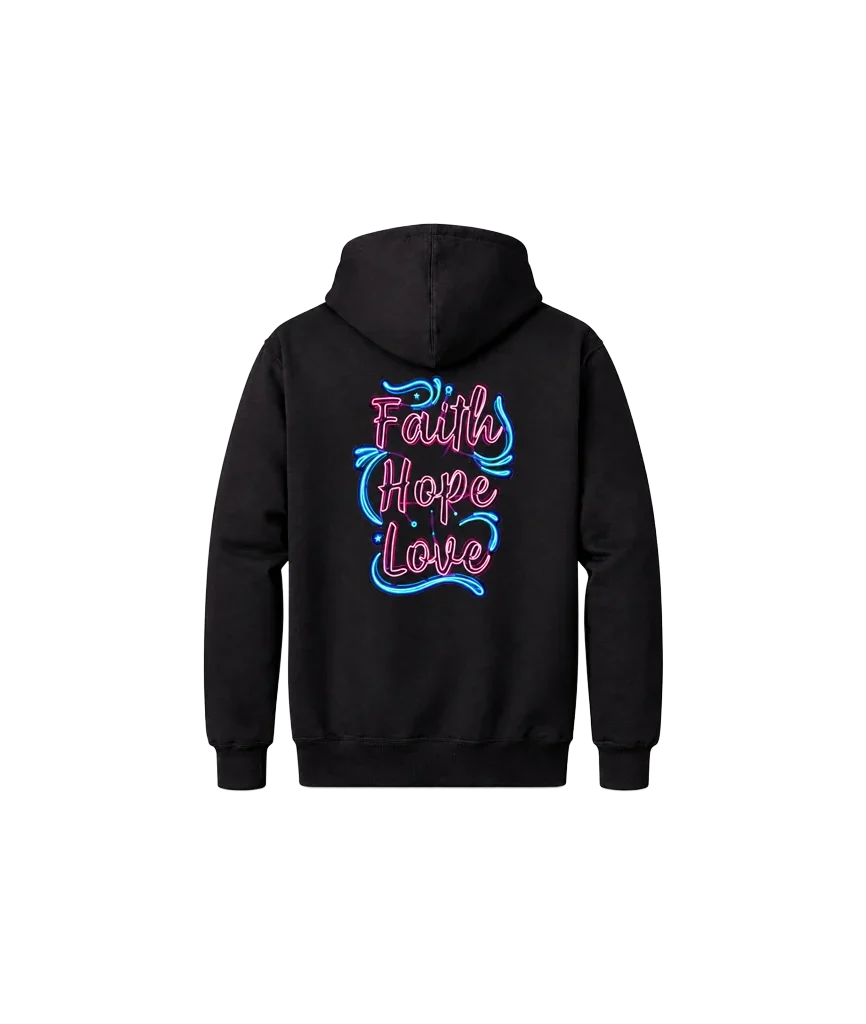Faith Hope Love Front And Back Print Hoodie